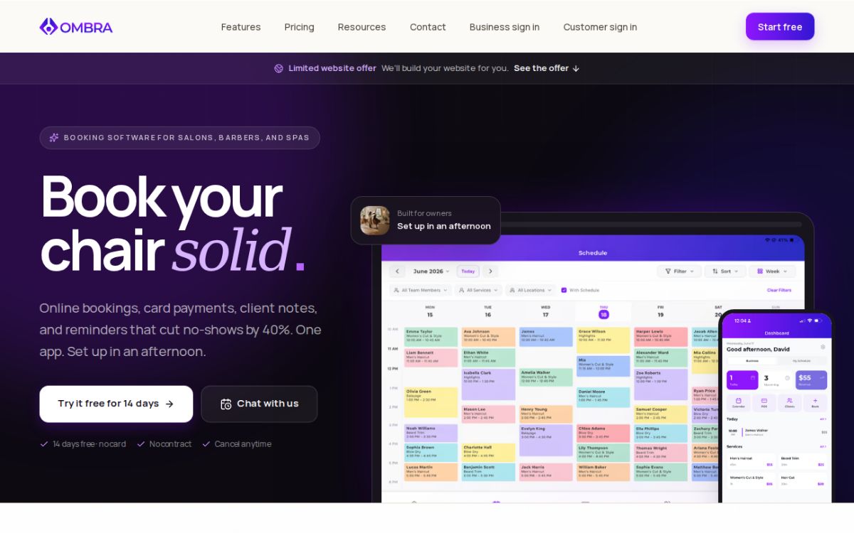 The Ombra website